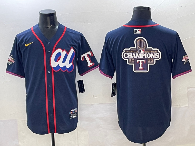Men 2025 Texas Rangers blank blue Nike MLB All Star jersey style 7->texas rangers->MLB Jersey
